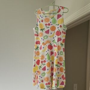 Childrens Place Girls White Fruit-Print Sleeveless Dress
